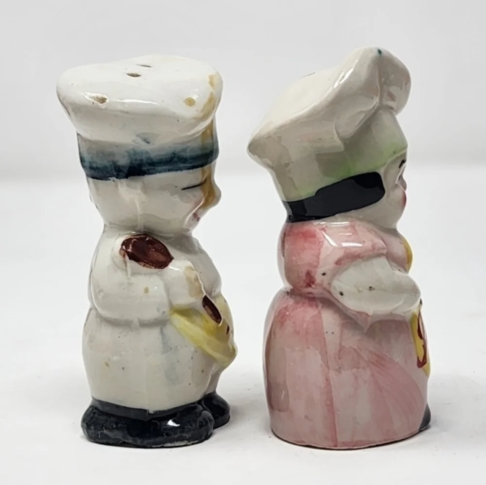 Vintage Ceramic Japan Man And‎ Woman Chefs Salt And Pepper Shakers